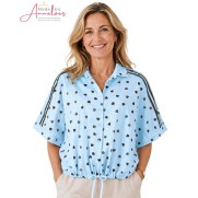 Enjoy Blouse KM 503617 hartjes bies Blauw Enjoy Blouse KM 503617 hartjes bies Blauw